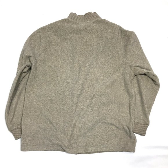 St John's Bay Beige Full Zip Long Sleeve Fleece Sweater Jacket Mens Large - Picture 3 of 4